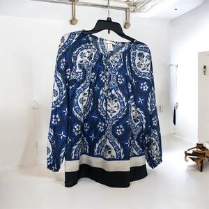 H&M Blue and White Patterned Blouse